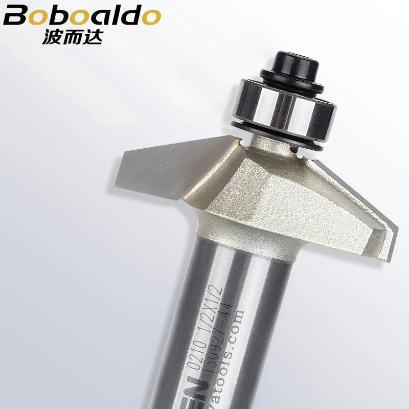 Brocas de chaflán con rodamiento de bolas CNC, 1/4, 1/2 vástago, 25 grados, para madera, doble borde, 1 unidad