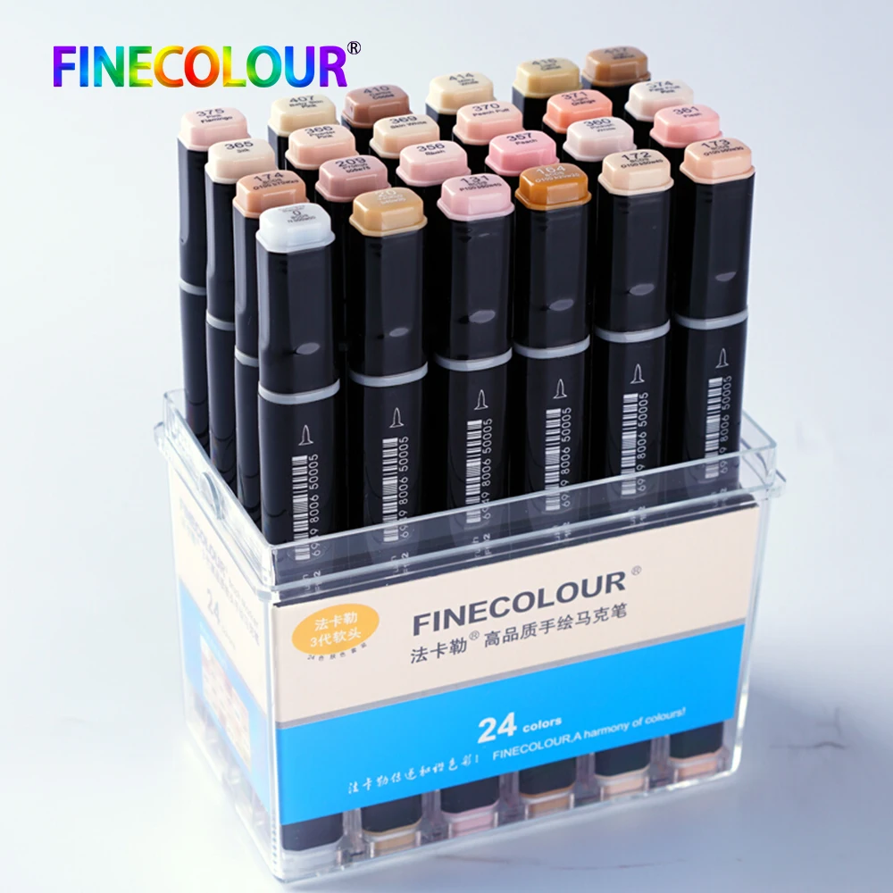 12/24/36 Finecolour Skin Color Set Soft Brush Professional Art Markers for Manga Fashion Design Alcohol Based Ink EF102