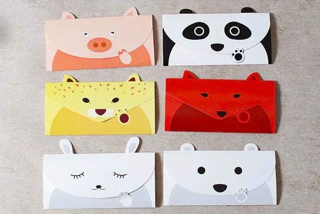 

16*8cm Cute Animal Birthday Card Panda Gift Card Greeting Card Envelope Set of 6pcs 108pcs Free shipping