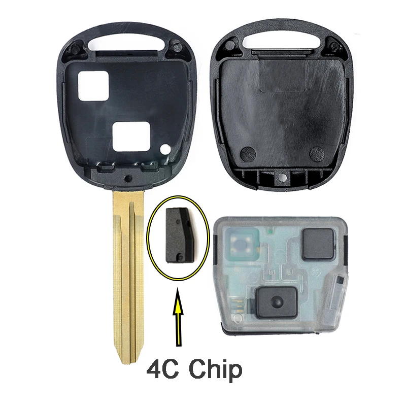 KEYECU 304MHz/ 433MHz 4C Chip P/N: 60030 / 60081Remote Car Key Fob TOY43 Blade for Toyota Tarago Avensis RAV4 P/N: 60030/ 60081