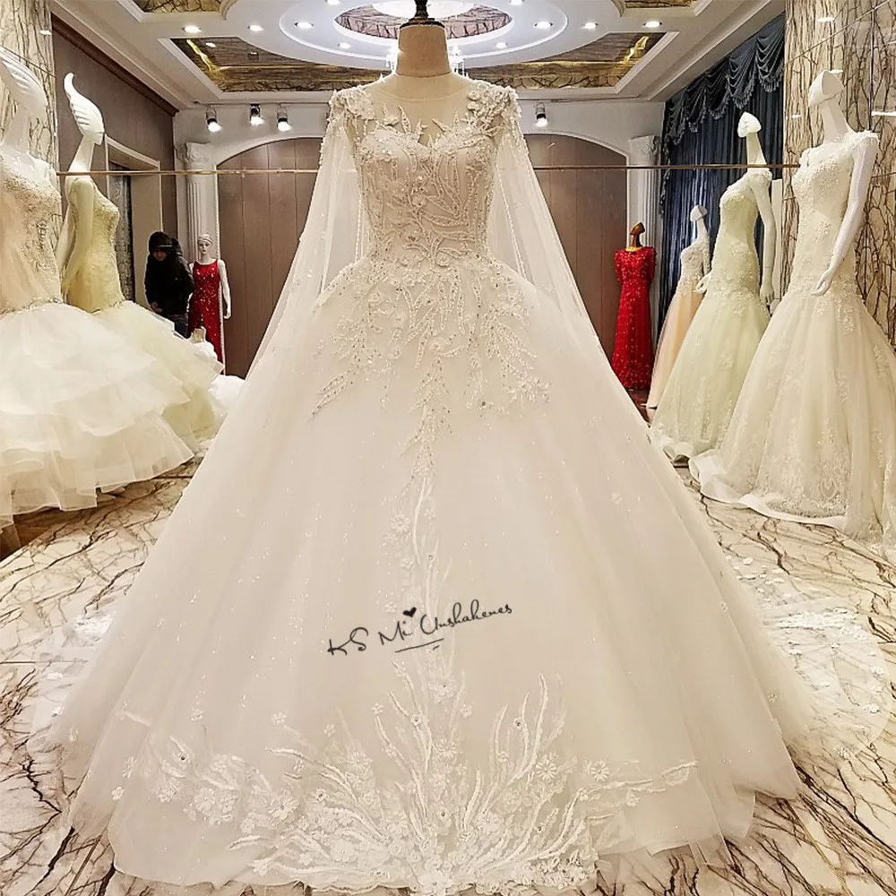 Church Ball Gown Wedding Dresses 2018 Lace Beads 3D Flowers Wedding Gowns Vintage Princess Bridal Dress Vestidos de Noiva Boda