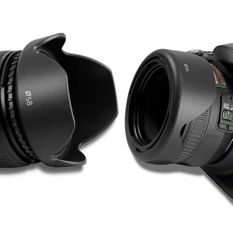 Foleto-cubierta de lente de pétalo Reversible, montaje de tornillo para Canon, Nikon, Olympus, d3300, d5100, 550d, 60d, 5, 49/52/55/58/62/67/72/77/82mm