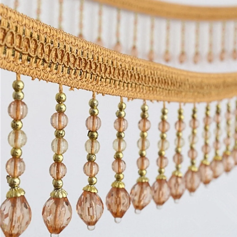 12yards Briaded Hanging Beads Tassel Fringe Trimming Applique Fabric Ribbon Tape Band Curtain Table Wedding Decorated T2583 image 5