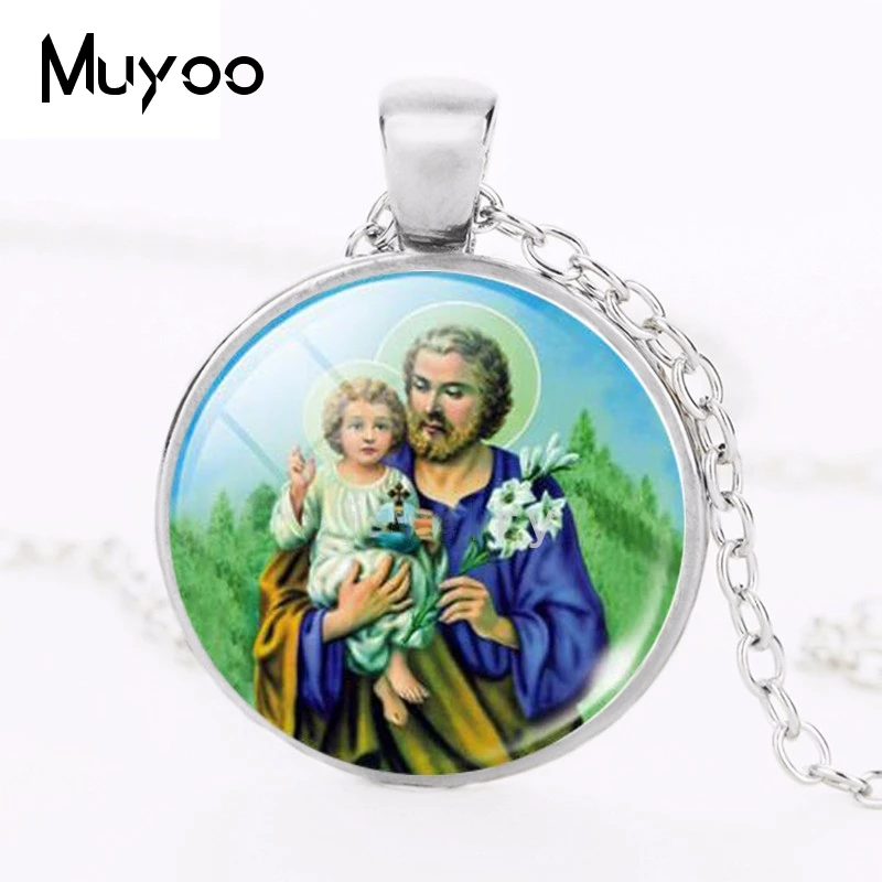 2017 Wholesale Virgin Mary Mother of Baby Neckalce Jesus Christ Christian Jewelry Glass Photo Necklace Gift For Men Women HZ1