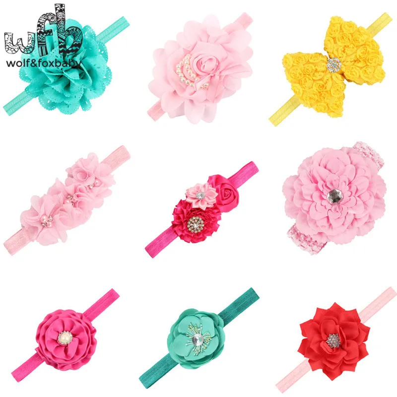 

Retail 9pcs/lot headband flowers hair accessories headwear baby infant Kids children