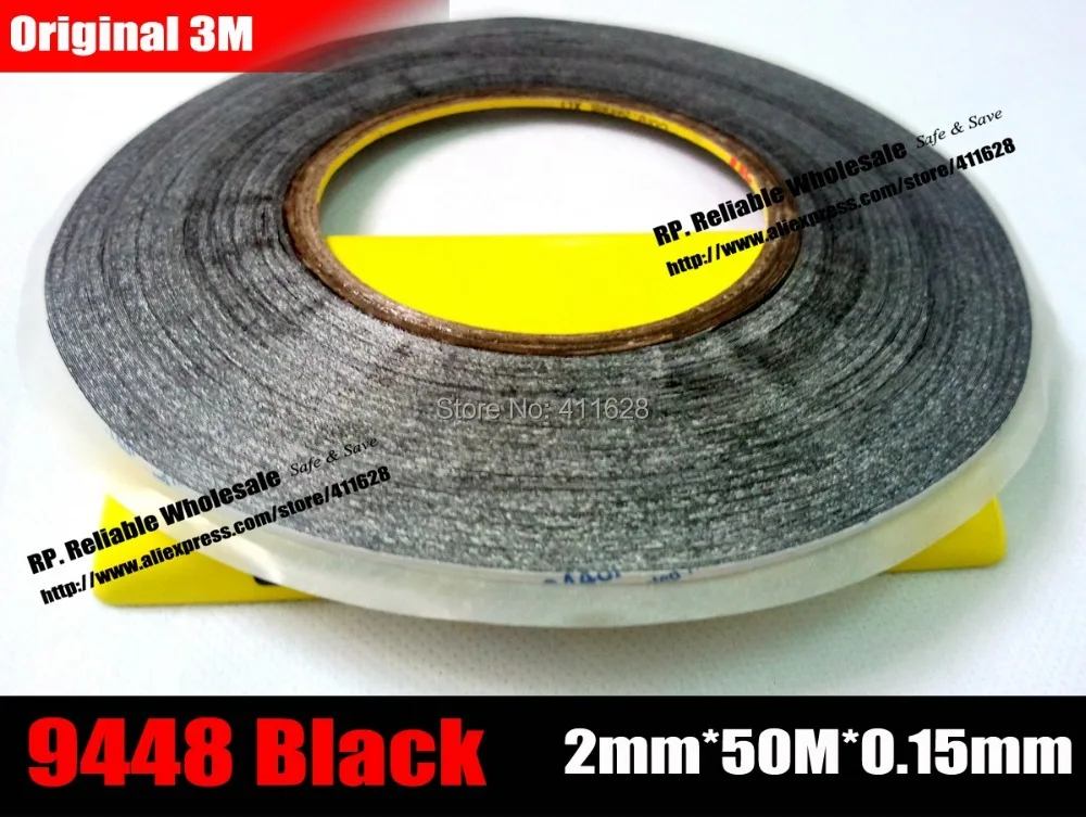 1x (2mm*50 Meters) Widely Use 3M 9448AB Black Double Sided Adhesive Tape for Smartphone Tablet LCD Touch Screen Display Repair