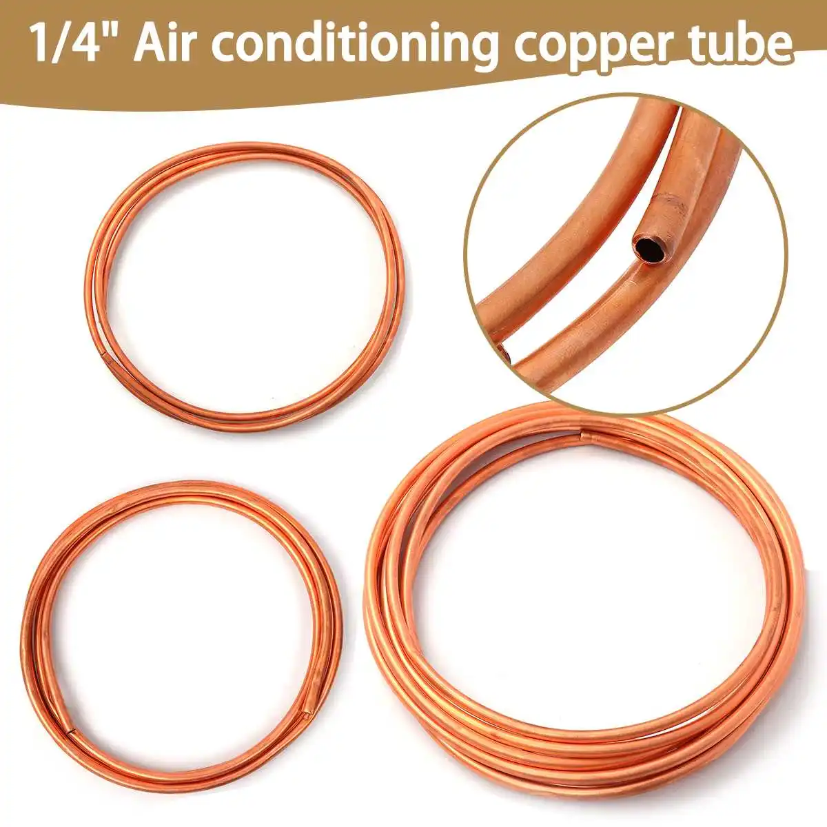 

1/4 Inch Red Copper coil 6.35mm5/7/10/20m R410A Air Conditioning Soft Brass Copper Tube Pipe Coil 99.9% T2 Copper DIY Coolin