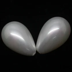 Wholesale 2pcs! 16x25mm White Shell Pearl mother pearl Raindrop Teardrop Half Hole Loose Beads