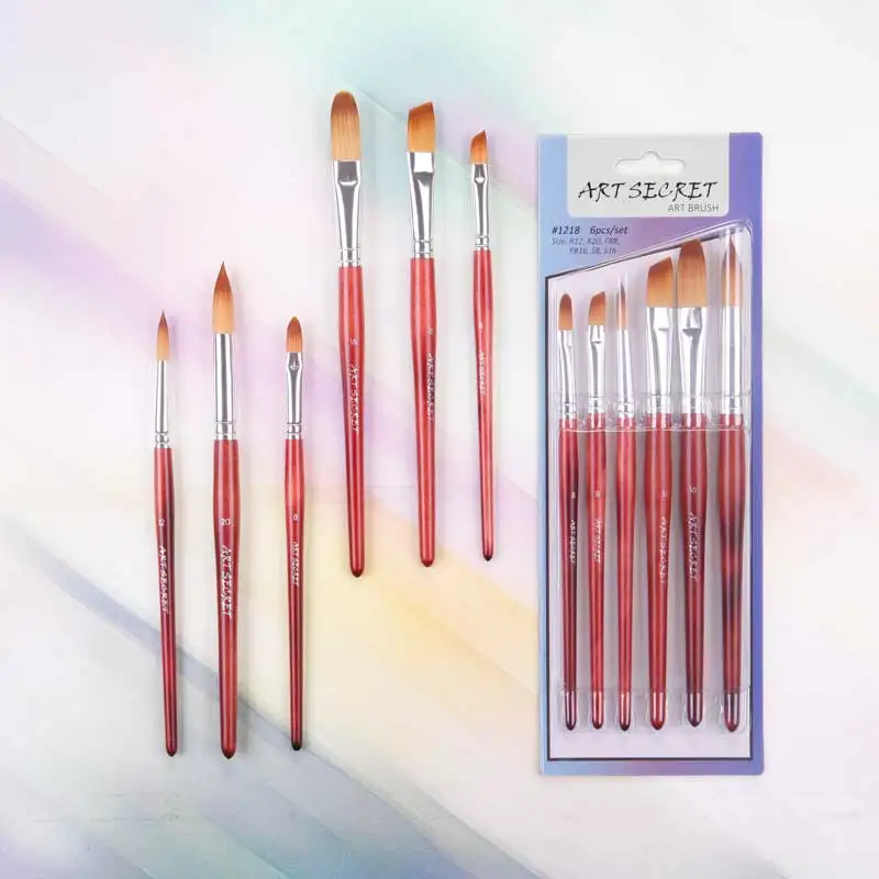 

Artsecret 1216/1218 Painting Art Brush Set Korea Importing Synthetic Hair Brass Ferrule Red Rod Blister Paper Card Package