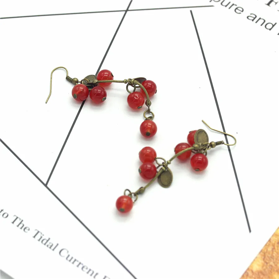 ADOLPH Jewelry Fashion Jewelry For Women Korean Pop Red Cherry Cute Drop  Earring