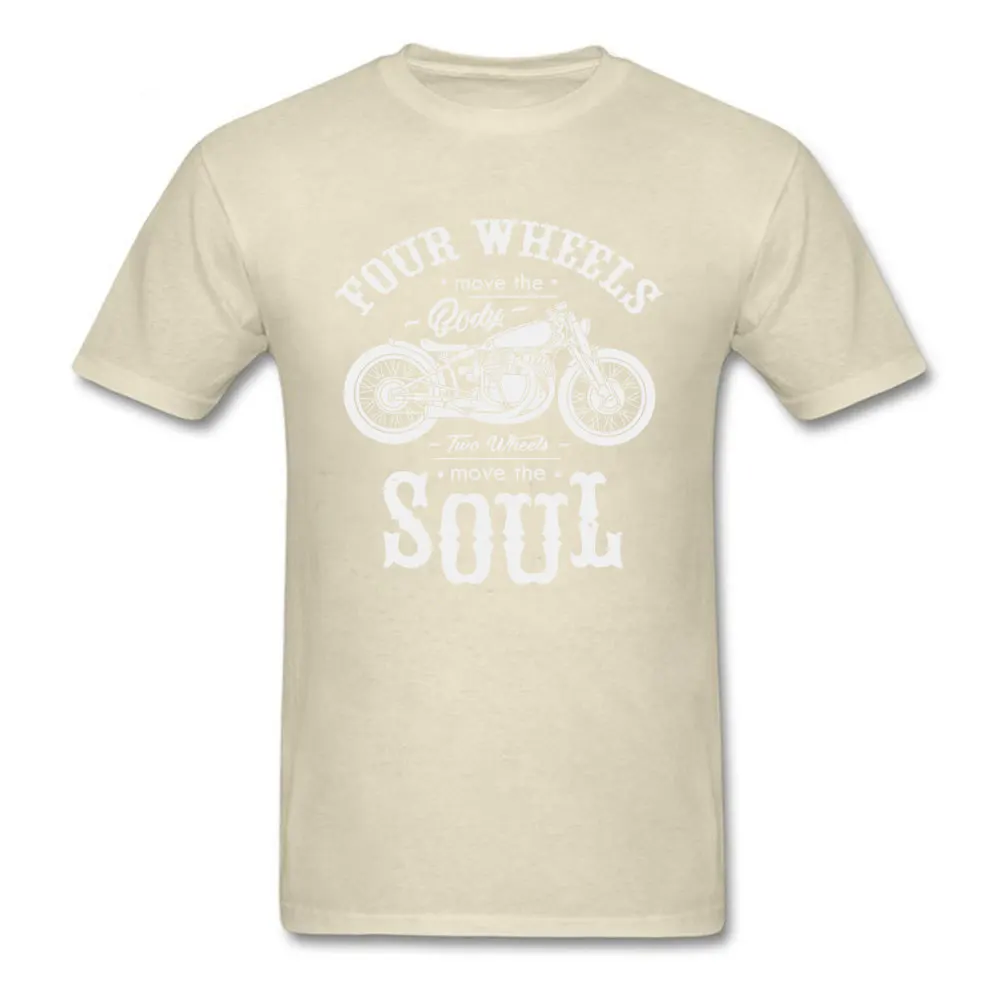 Vintage Motobike Rider Cycle Male Tops & Tees Motorcycle Tshirt Black Four Wheel Move The Body Two Wheels Move The Soul