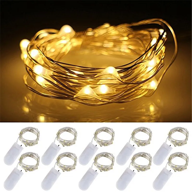 

2M 20 leds Silver Wire Fairy Garland Lamp LED String Lights Christmas Wedding Home Party Decoration Powered By CR2032 Battery