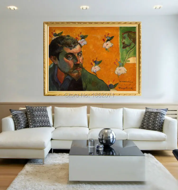 Strong Painter Team 100%Hand-painted Paul Gauguin Self-Portrait Dedicated to Vincent van Gogh Oil Painting On Canvas for Decor