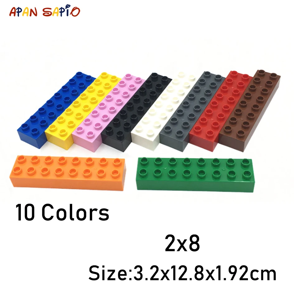 Big Size DIY Building Blocks Thick Figures Bricks 2X8Dot 4PCS Educational Creative Toys for Children Compatible With Brands