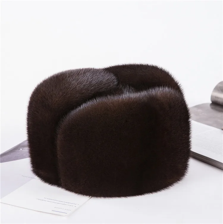 2020 new men mink fur hat New Fashion Men\'s real Mink Fur Winter Warm Hat / Cap Flat frosted marten fur Hat