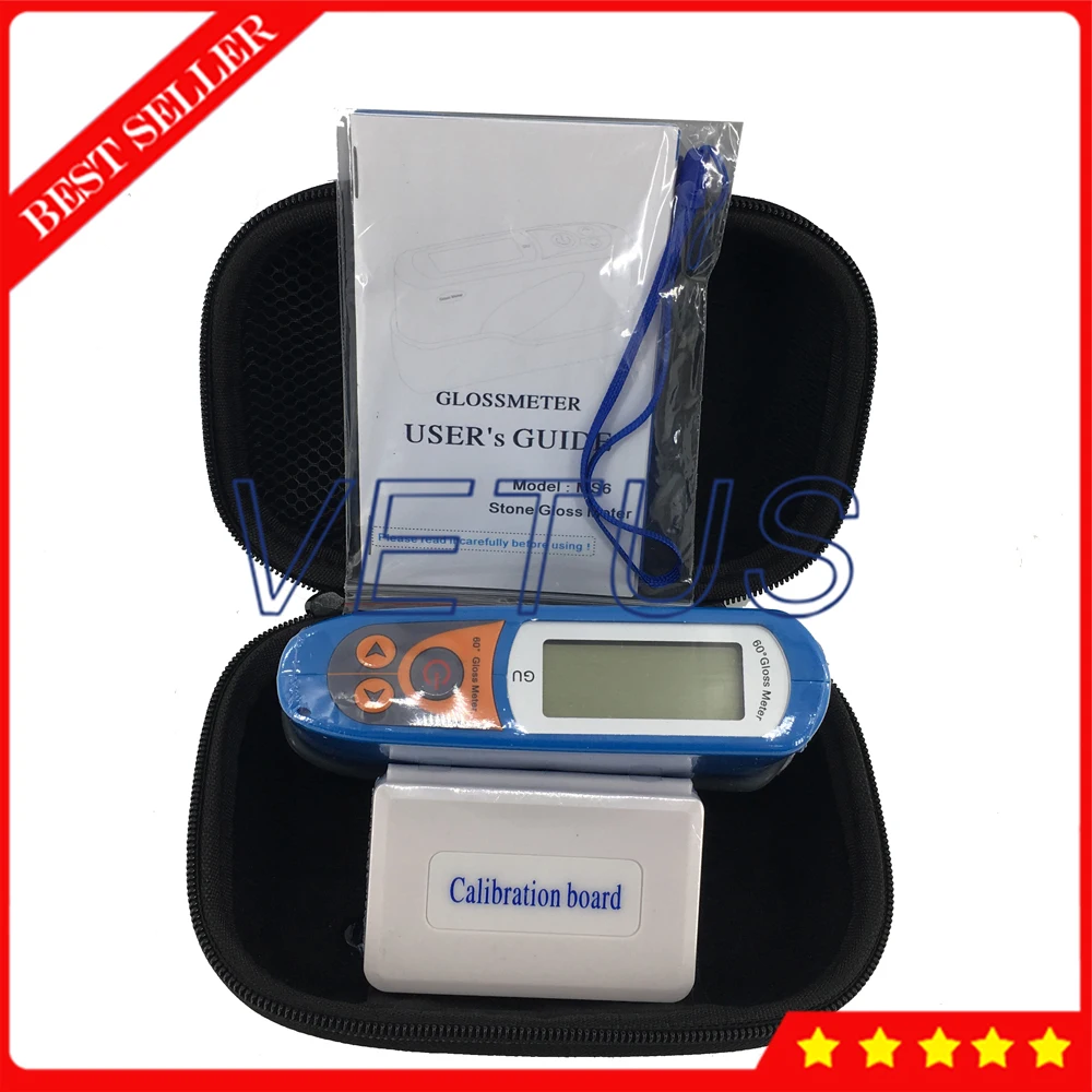 Medidor de brillo MS6 de 60 grados, medidor de brillo de piedra, granito, mármol, medidor de limpieza de superficie, rango de 0 a 199GU