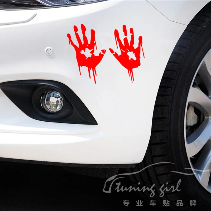 Car Stickers Bloody Fingerprint Blooding Handprint Funny Creative Decals Auto Tuning Styling Waterproof 20x20cm D15