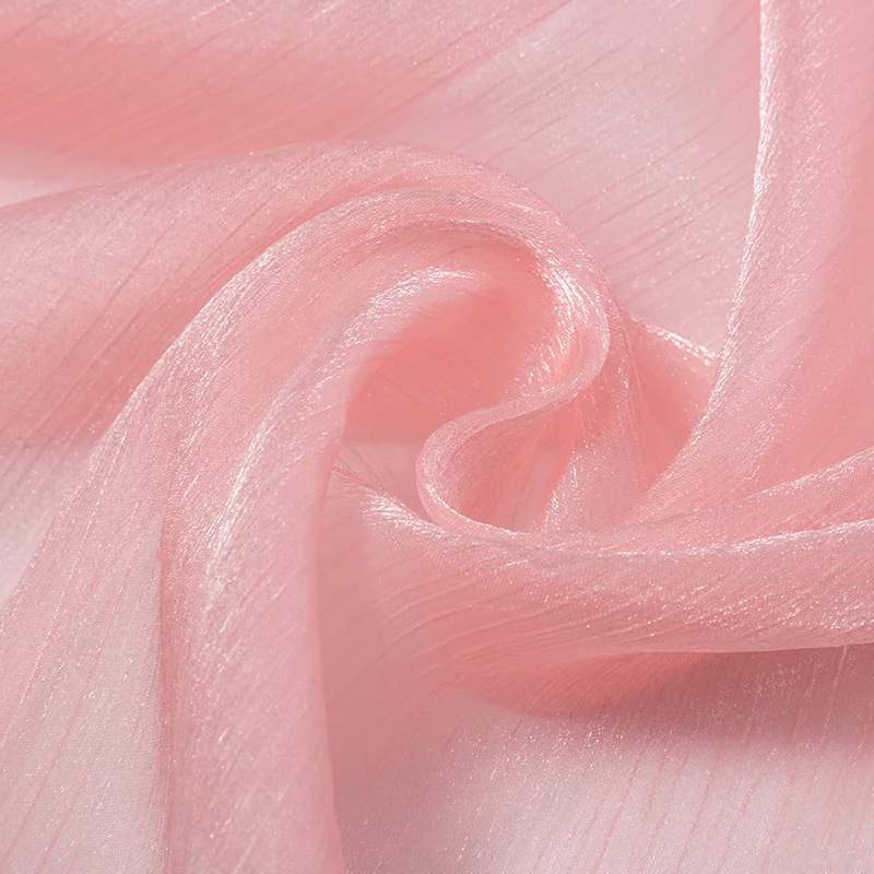 Nude Pink Soft Crepe Nylon Organza Shiny Fabric By The Yards Bridal Dress Sewing Material Wedding Decoration 90*150CM TJ0316