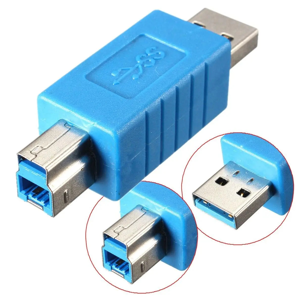 Adaptador de enchufe USB 3,0 tipo A macho A tipo B, convertidor macho para impresora PC