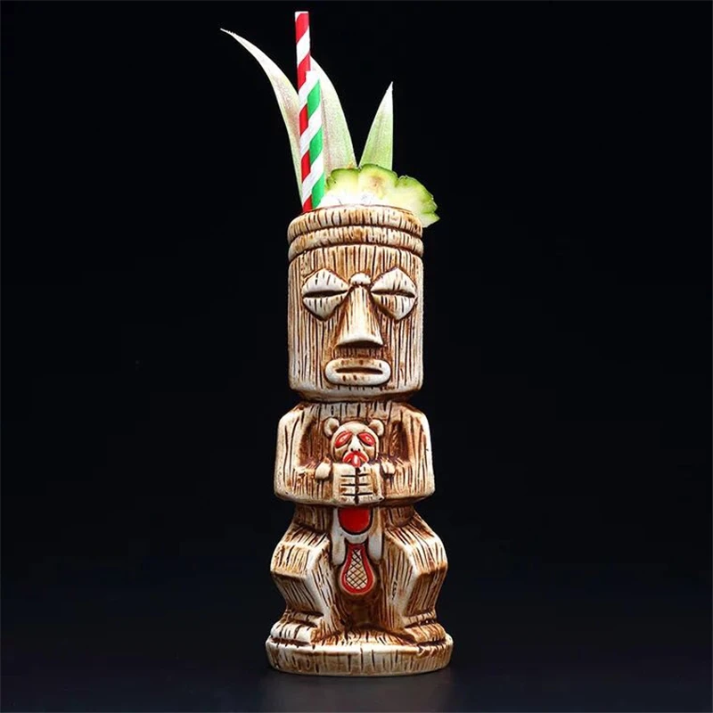 450ml Ceramic Tiki Mug Creative Porcelain Beer Wine Mug Cup Bar Tool