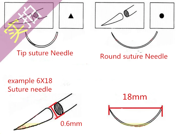 medical use sterile skin suture real silk line 60m thread silk braided line Wire harness round tip Triangle skin suture needle