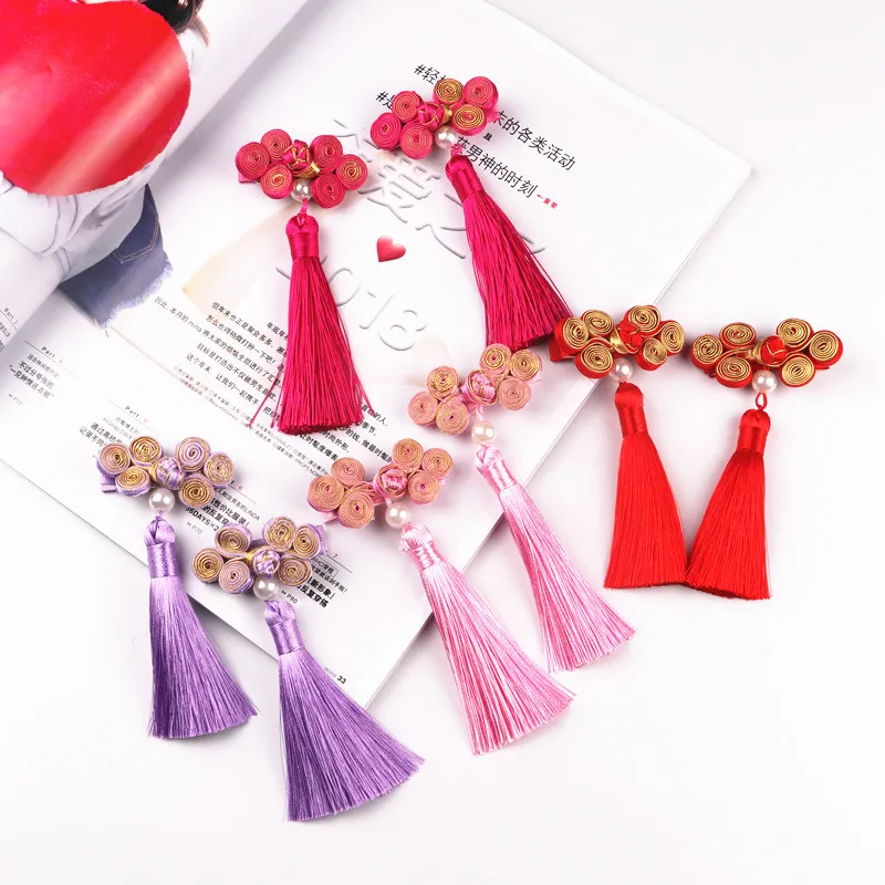 20pcs/lot Ethnic style classic gold thread deduction retro tassel hairpin hair accessories wholesale duckling clip children