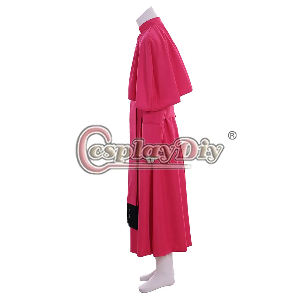 Cosplaydiy Mens Roman Soutane Red Cassock Costume Adult Medieval Clergy Robe Cassock With Belt Free Shipping L320