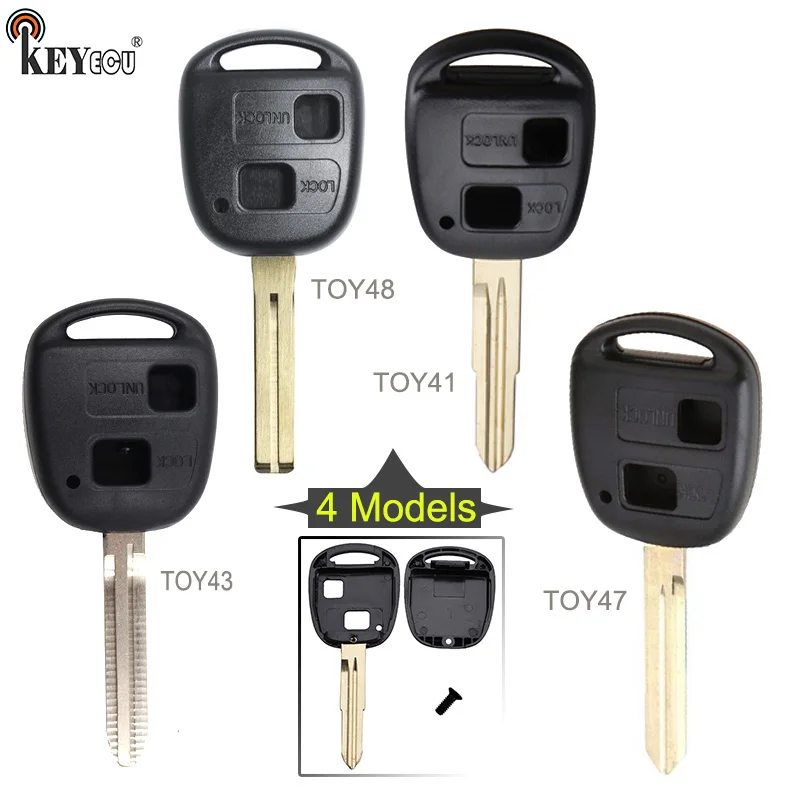 KEYECU  for Toyota Replacement Remote Car Key Shell Case Fob 2 Button With TOY41/TOY43/TOY47/TOY48 Blade 5 Models