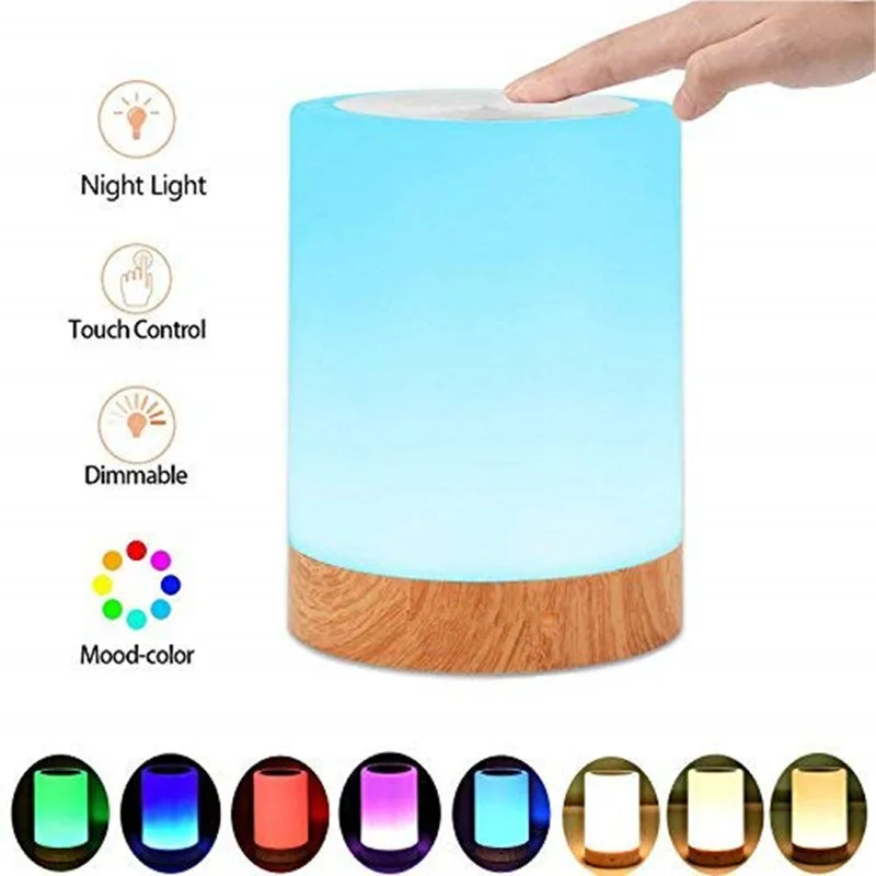 Rechargeble Led Touch activated night light Dimmable 2800K-3100K Warm White Light & Color Changing RGB for Bedroom Living Room