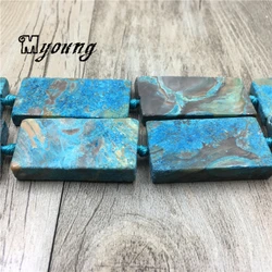 New Arrival Rectangle Blue Ocean Jaspers Stone Slice Pendants Beads, Nature Stone Agates Slab Pendant Beads MY2101