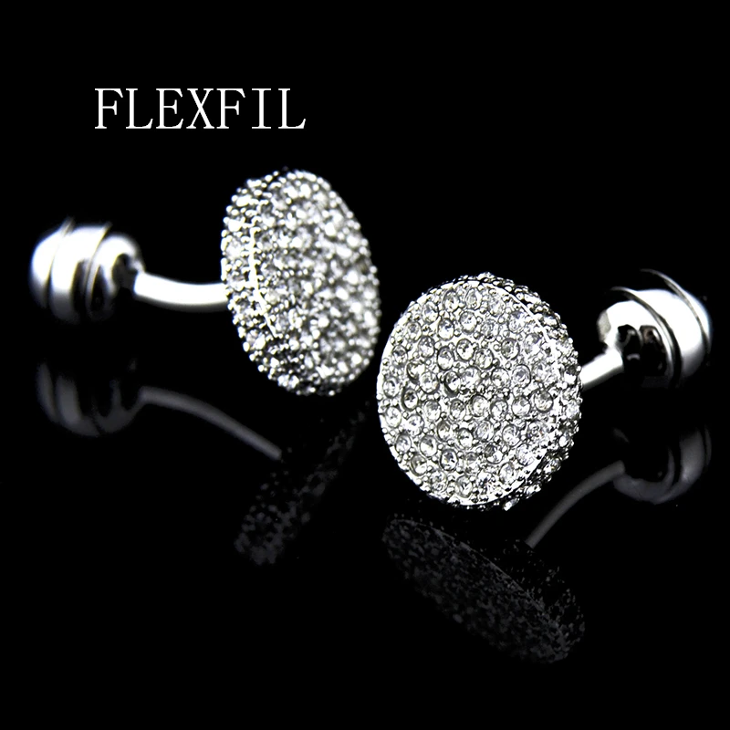 FLEXFIL Jewelry shirt Fashion cufflink for mens Brand crystal Cuff link Luxury Wedding Button male High Quality Free Shipping