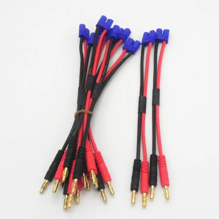 

quality 5pcs/lot EC3 to 4.0mm banana bullet plug connector with 14 AWG silicone cable 150MM for DIY Lipo battery RC power supply