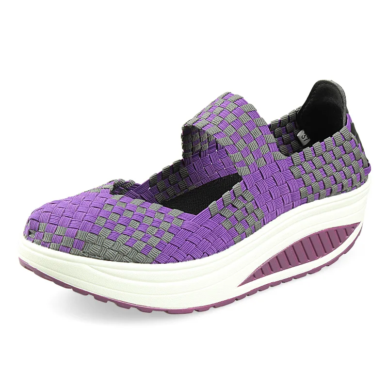 BeckyWalk Summer Women Casual Shoes Women Woven Platform Shoes Breathable Ladies Boat Shoes Woman Mesh Walking Shoes WSH2904