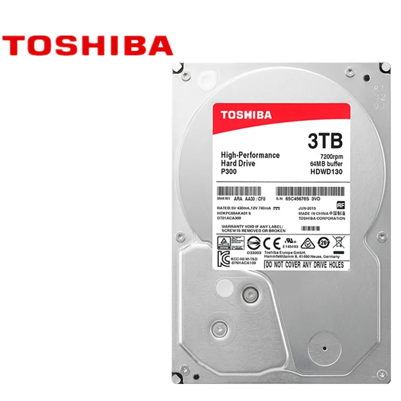 Toshiba 3TB HDD Desktop Computer Internal Hard Disk Drive P300 3.5