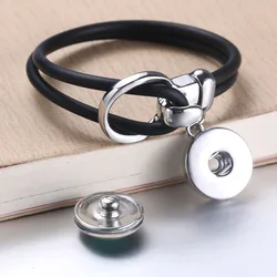 New Black 18mm Snap Button Bracelet & Bangles High Quality Rubber Bracelets For Snap Jewelry 5484