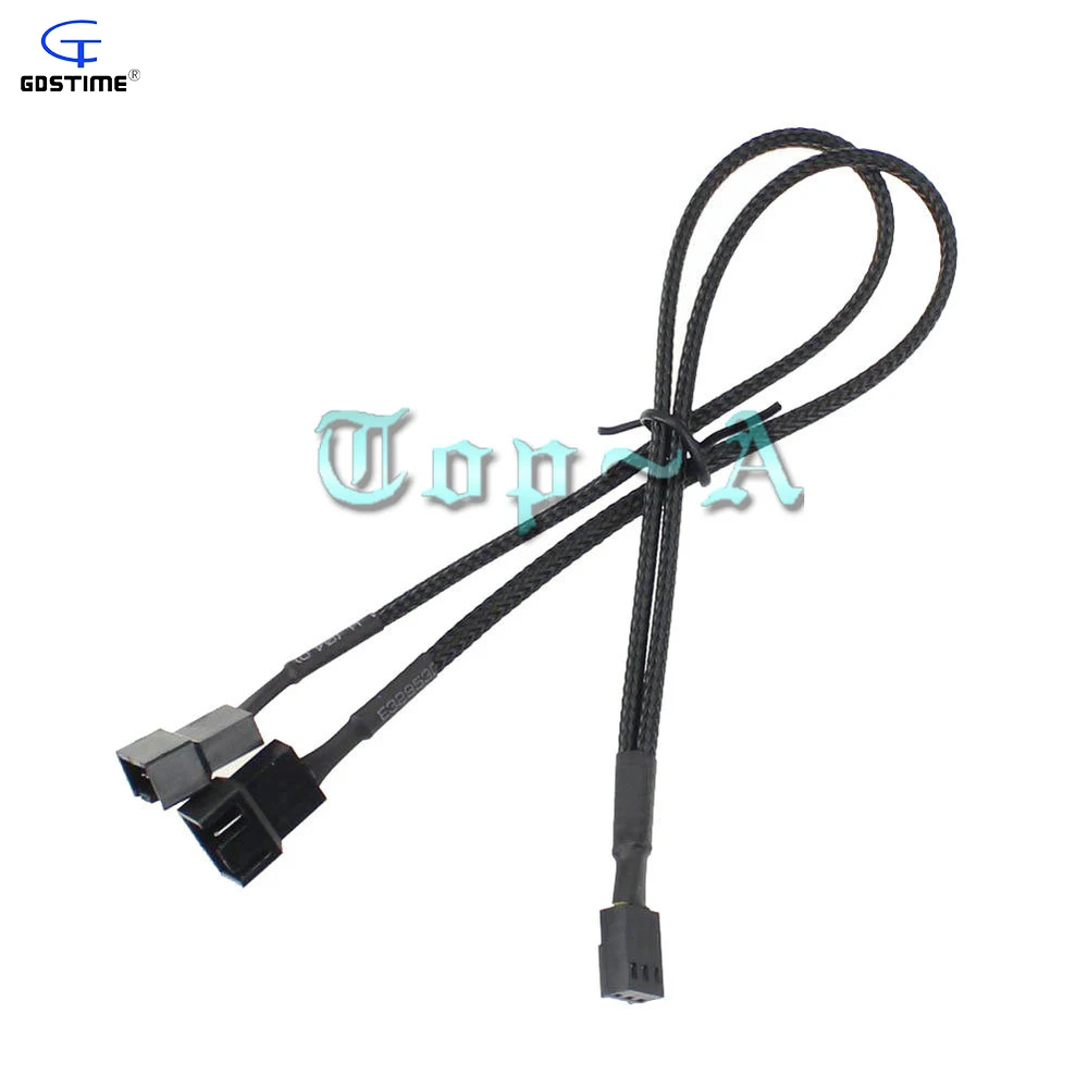 2Pcs Gdstime High Quality 300mm 11.81 Inch 3 Pin Female to Dual 3Pin Male Y PWM Computer Fans Power Wire Cable 30cm