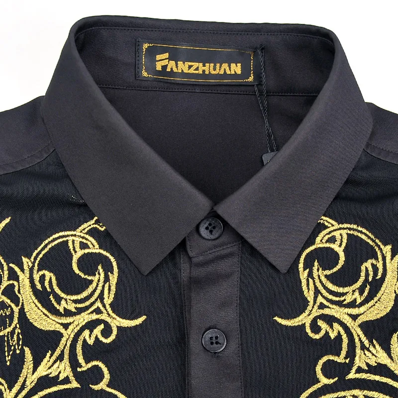 Fanzhuan Free Shipping New fashion casual male men\'s spring black shirt Retro shirts Korean Embroidery 512005 personality