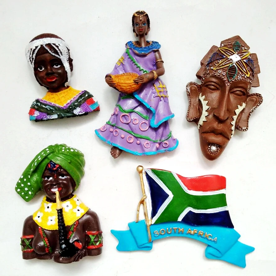 Handmade Painted South African Black Bride Tourism Souvenirs Fridge Magnets Home Decor Refrigerator Magnetic Stickers