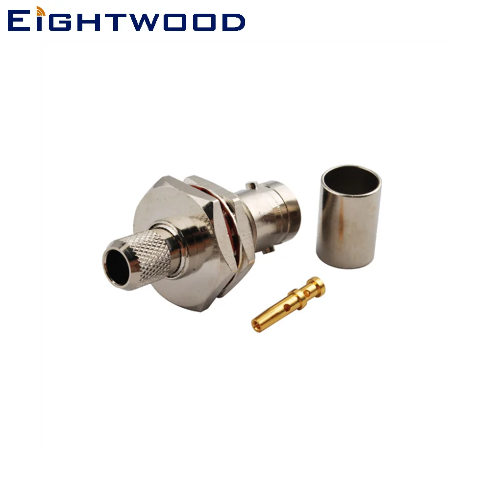 

Eightwood 5PCS BNC Jack Female Socket Bulkhead O-ring RF Coaxial Connector Adapter Crimp for LMR300 KSR300 Coaxial Cable