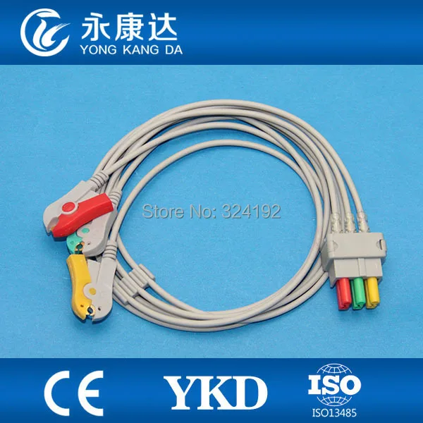 3lead ECG Trunk cable with IEC ,Clip ECG monitor Cable for Datex-Ohmeda