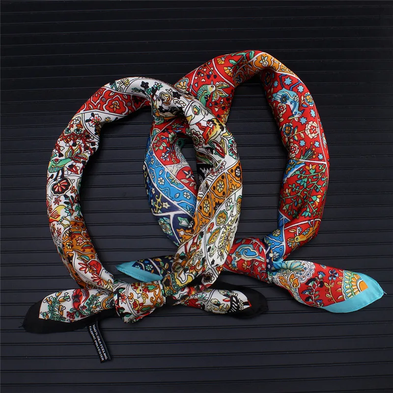 Paisley Silk Scarf Bandanna Women Scarf Fashion Brand Square Scarves Head Neck Tie Band Professional Neckerchief Drop Shipping