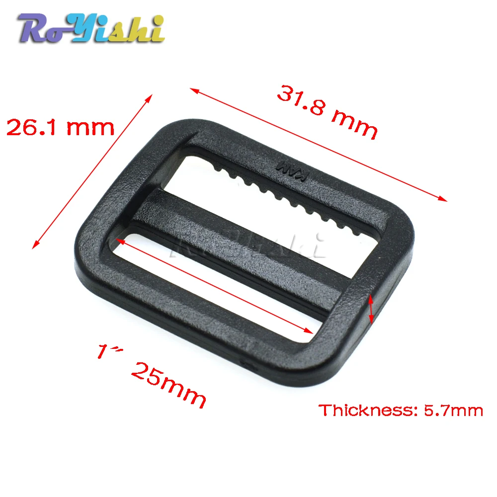 10 Pcs/Pack Plastic  Slider Tri Glide Adjust Buckles Wider Style Backpack Straps Webbing Black