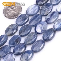 7x9mm 10x14mm Wholesale Natural Blue Kyanite Gem stone Oval Shape Flatback  Beads For Jewelry Making Strand 15