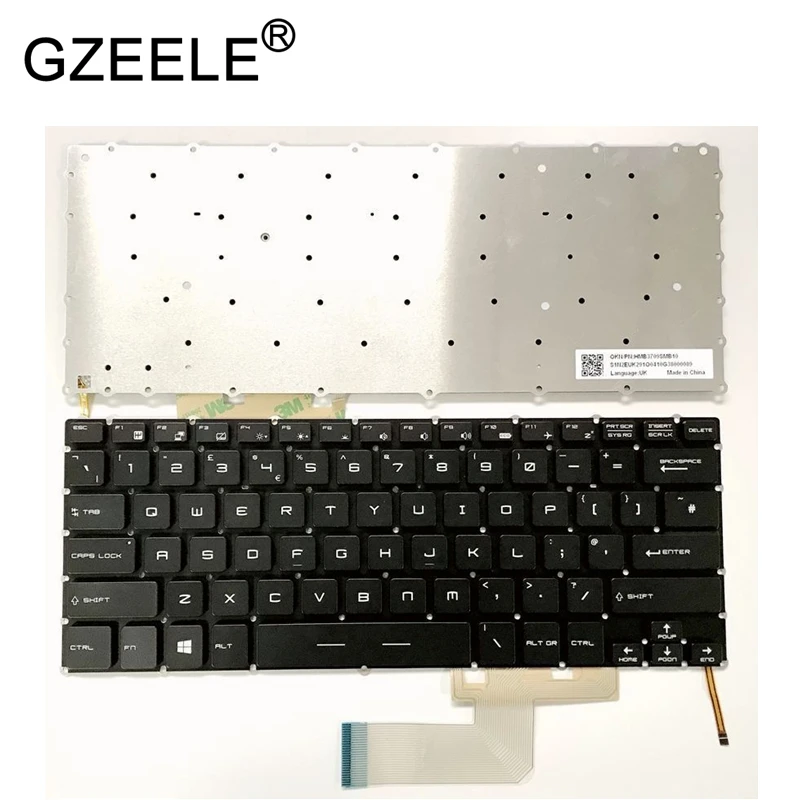 GZEELE NEW UK Backlit Keyboard For MSI GS43 GS40 GS43VR keyboard White backlight without frame