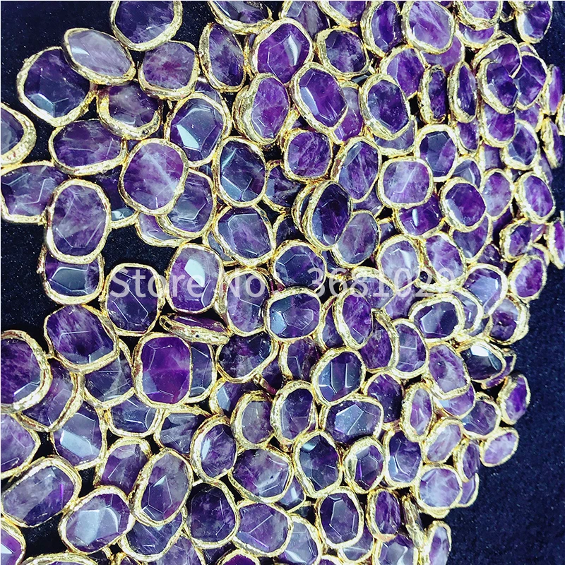 Atmospheric Baitao Individual Oval Natural Bead Jewelry Oval Crystal Semi-precious Purple Gold Separator