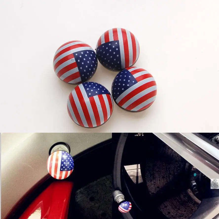 BBQ@FUKA US UNITED STATES American Flag Ball Wheel Tyre Tire Valve Stems Air Dust Cover Caps Fit For BMW 1X 3X 5X E49 E36 ect