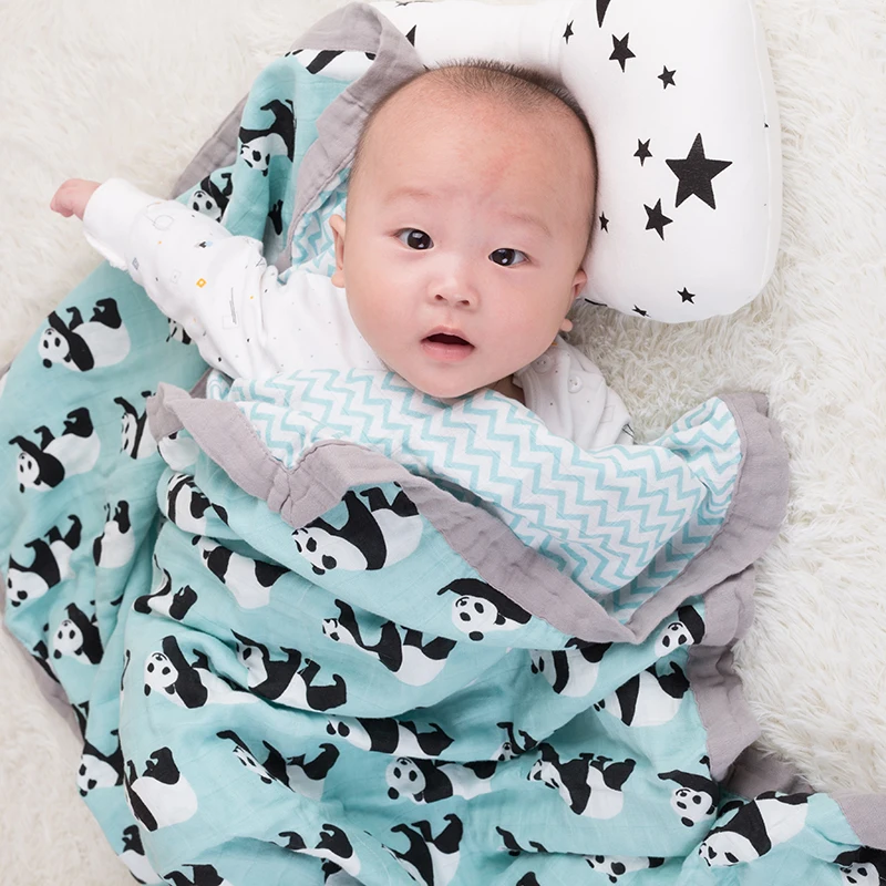 

Baby Wrap Cotton blanket Multifunctional 2 layer Muslin Newborns Baby Swaddle Blanket 120*120cm