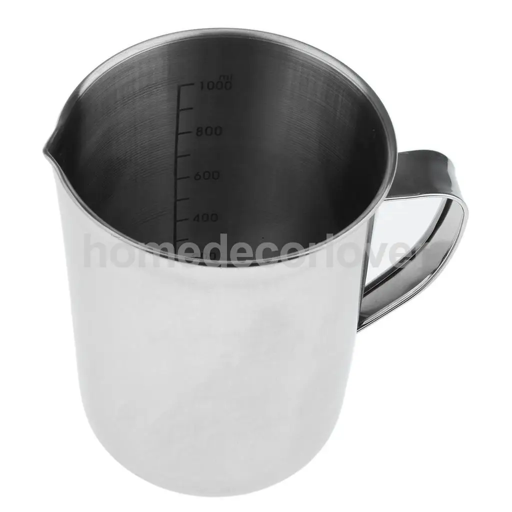 Stainless Steel Measuring Cup Frothing Pitcher with Marking with Handle for Milk Froth Latte Art 17.6/35oz, 0.5/1 Liter