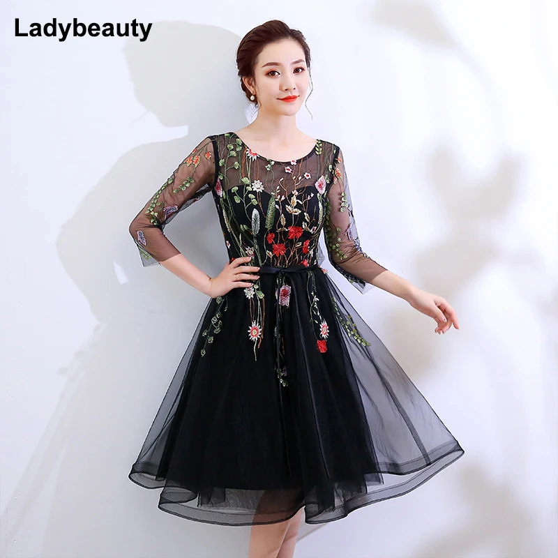 Customized Robe de soiree O-Neck Lace short evening dress vestido de festa plus size prom party dresses