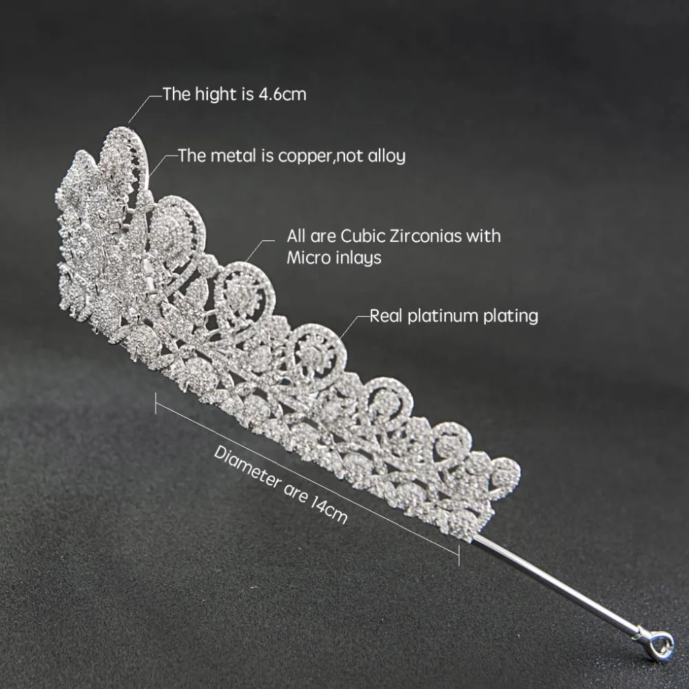 Classic CZ Cubic Zirconia Flower Wedding Bridal Silver Tiara Diadem Crown Women Girl Prom Party Hair Jewelry Accessories S00037